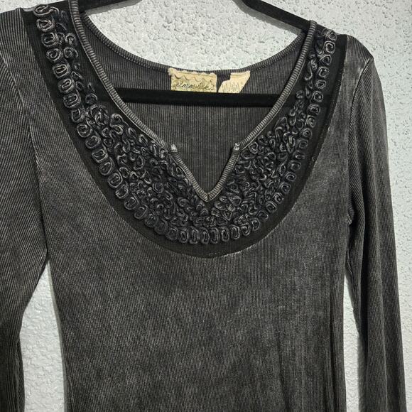 Gimmicks By BKE Womens Bodycon Ribbed Knit Y2K Top Size M Whimsigoth Mesh Sheer - Picture 3 of 6